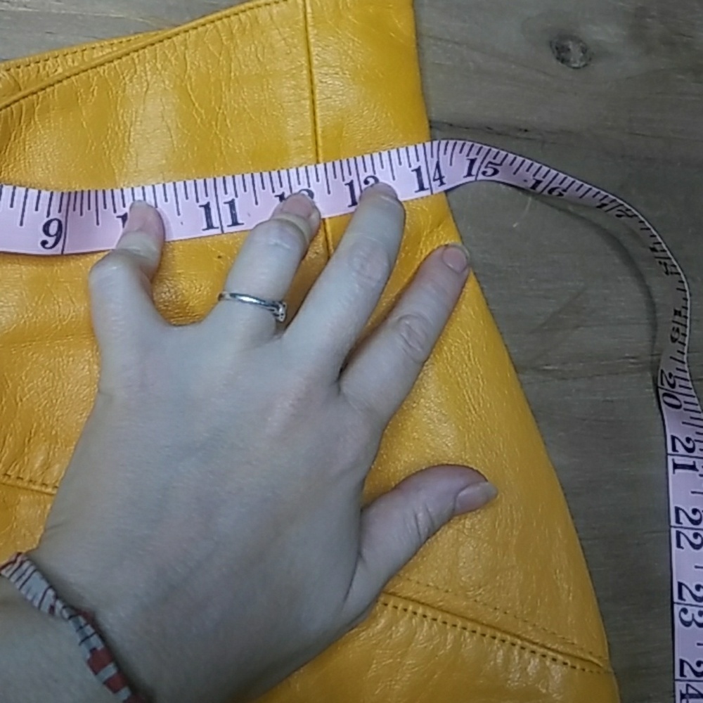 Vintage Bright Yellow Leather Skirt - Picture 4 of 7